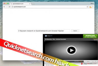 Image showing Quicknetsearch.com hijacker in a web browser