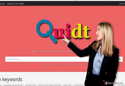 The screenshot of Quidt.com virus browser hijacker