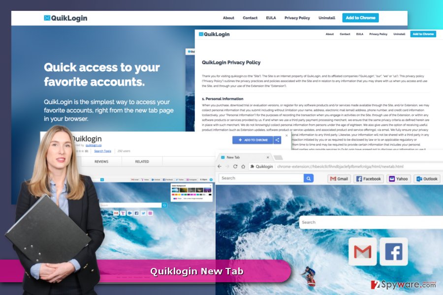 The picture of Quiklogin New Tab virus