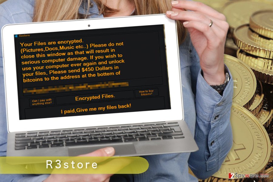 The illustration of R3store ransomware virus