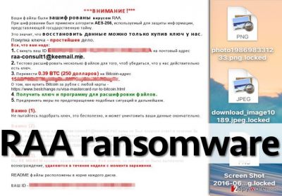 Ransom note left by RAA virus 