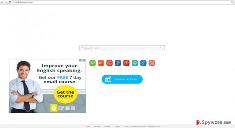 The screenshot of radiotabsearch.com virus