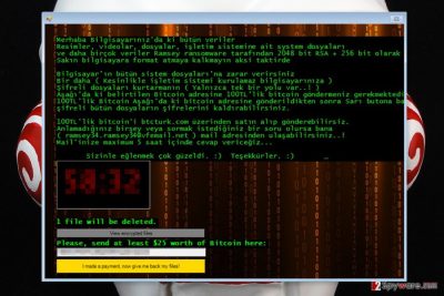 Ransom note by Ramsey ransomware virus