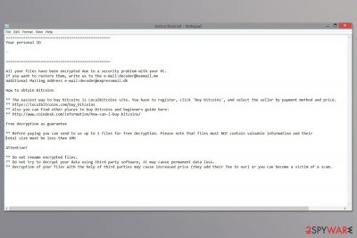 Ransom note by Decoder malware