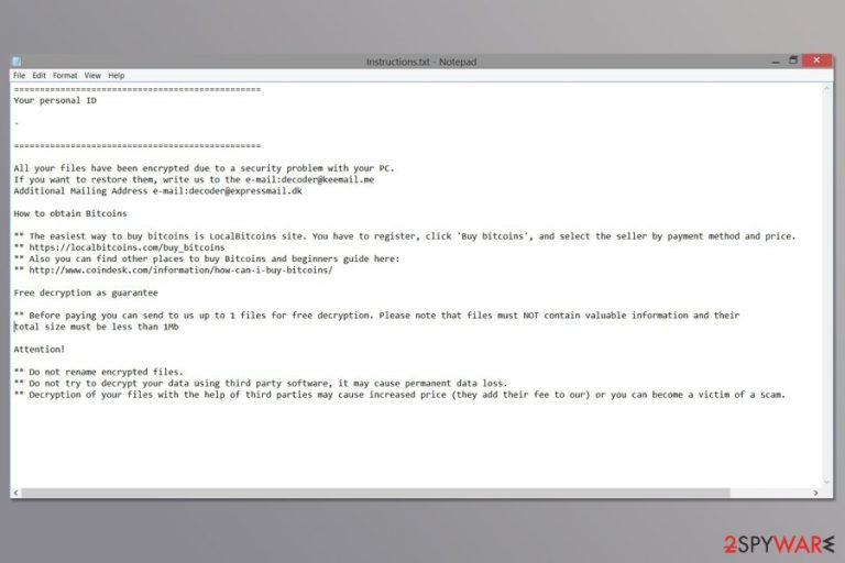 Ransom note by Decoder malware