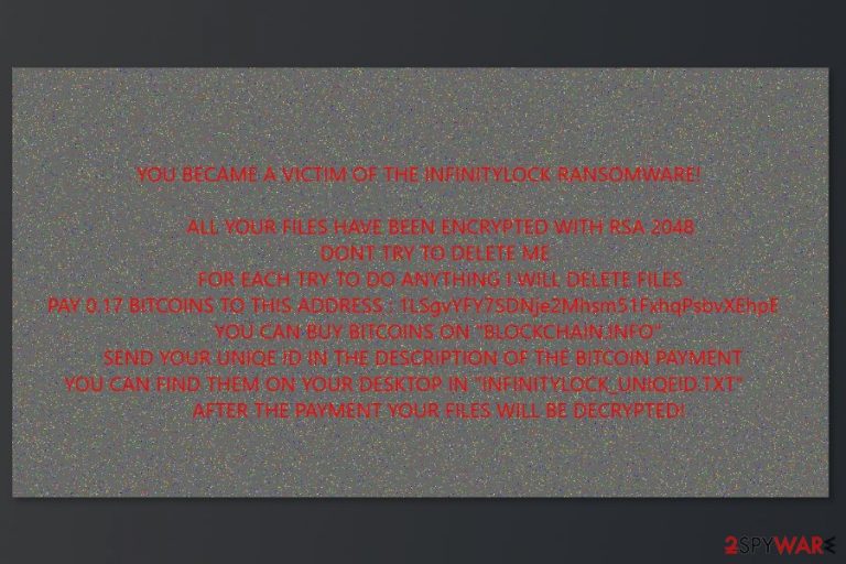 The ransom note by InfinityLock ransomware