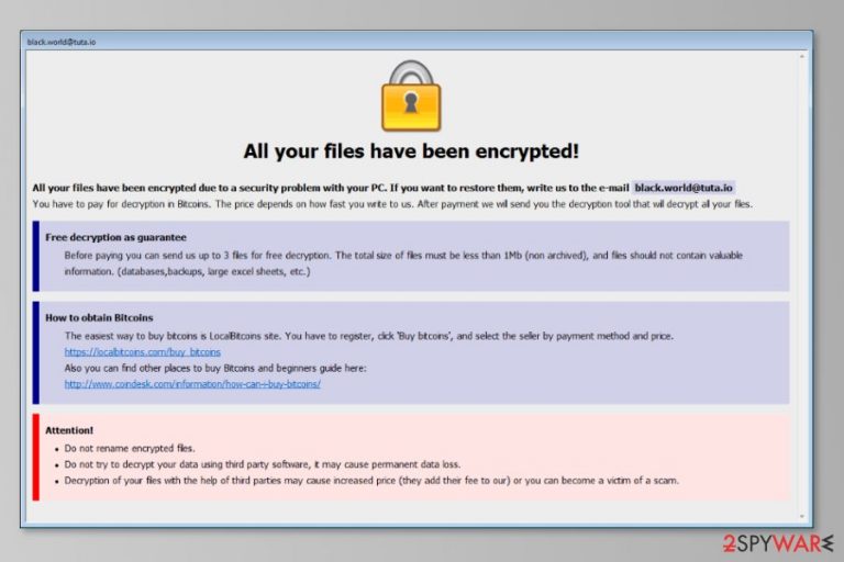 Ransom note by Nuclear ransomware virus