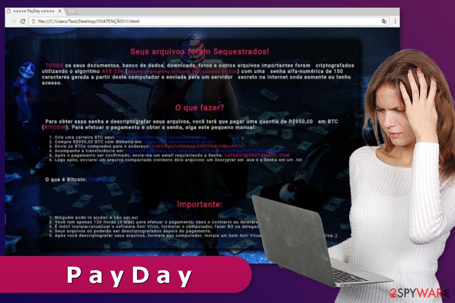 The ransom note by PayDay ransomware virus