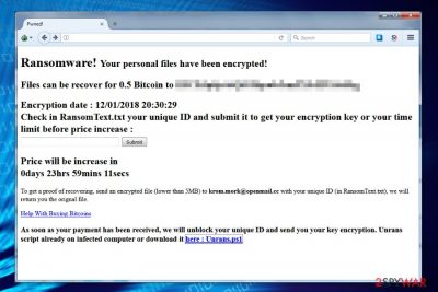 Ransom note by Unrans ransomware