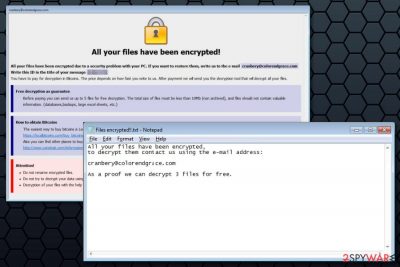 Ransom notes by Cobra ransomware virus