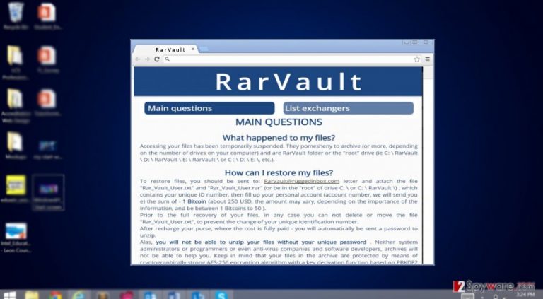 RarVault virus encypts personal files