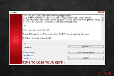 Ransom note by Rastakhiz ransomware