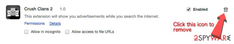 How to remove CrushClans browser extension