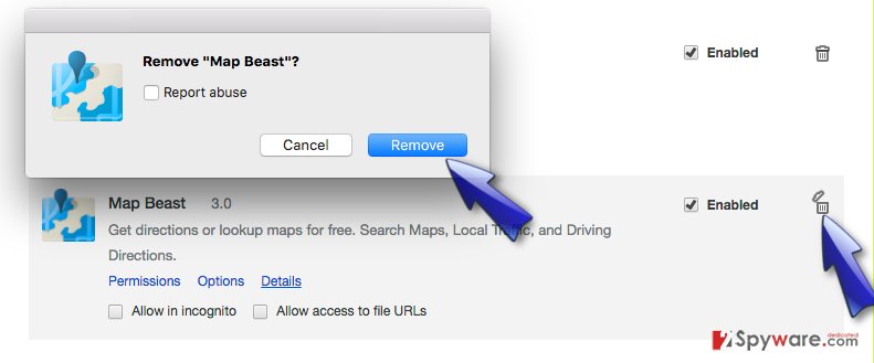 How to remove Map Beast from Chrome