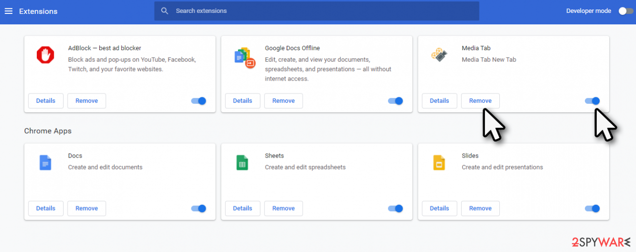 Remove Media Tab extension from Chrome