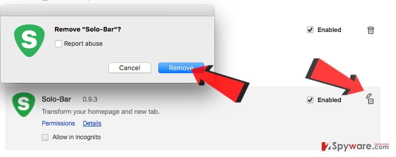How to remove Solo-Bar extension
