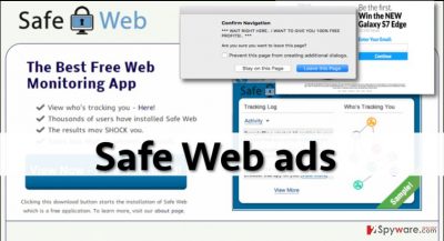 Image showing Safe Web download page and examples of ads