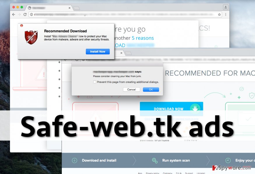 Variety of Safe-web.tk ads