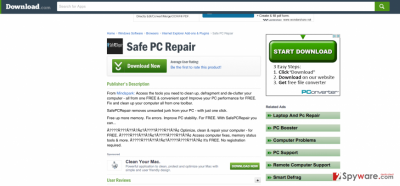 SafePCRepar installer on download.com site