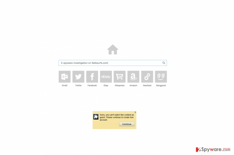 The picture of Safesurfs.com virus