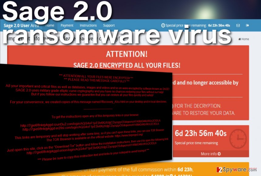 Screenshot of the Sage 2.0 ransomware virus Screenshot of the Sage 2.0 ransomware virus