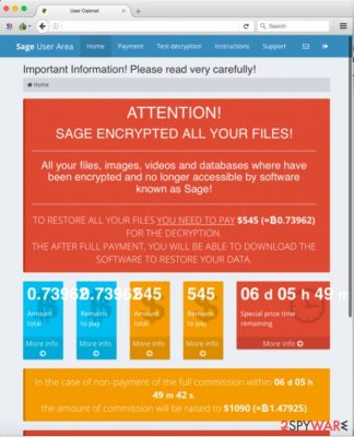 Sage virus payment page