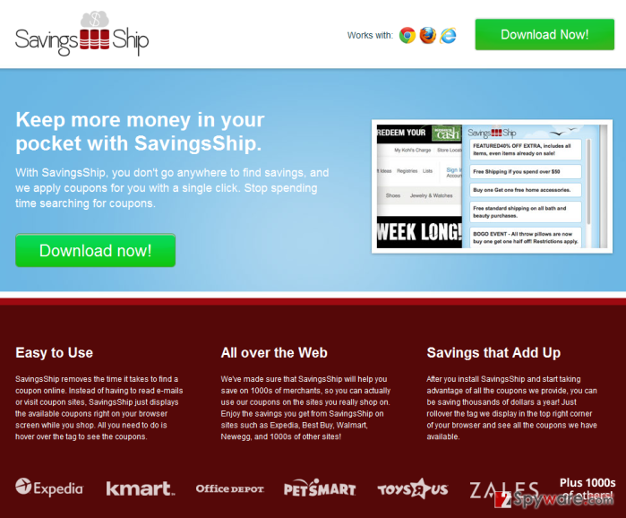 Savings Ship pop-up virus snapshot Savings Ship pop-up virus snapshot