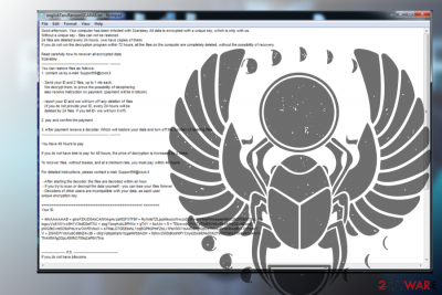 Ransom note by Scarabey ransomware