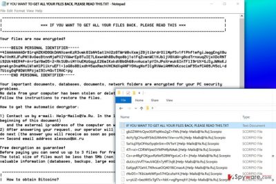 Scorpio ransomware screenshot