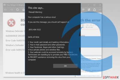 Screenshot of Microsoft Edge virus