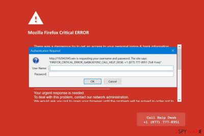 Screenshot of Mozilla Firefox Critical ERROR