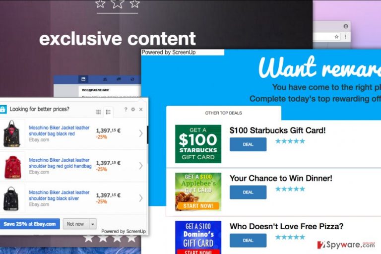 Examples of ScreenUp ads