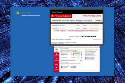 Screenshot of "Threats Detected" Tech support scam