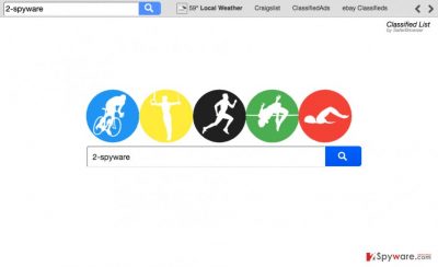 A screenshot of the search.classifiedlist.net virus 