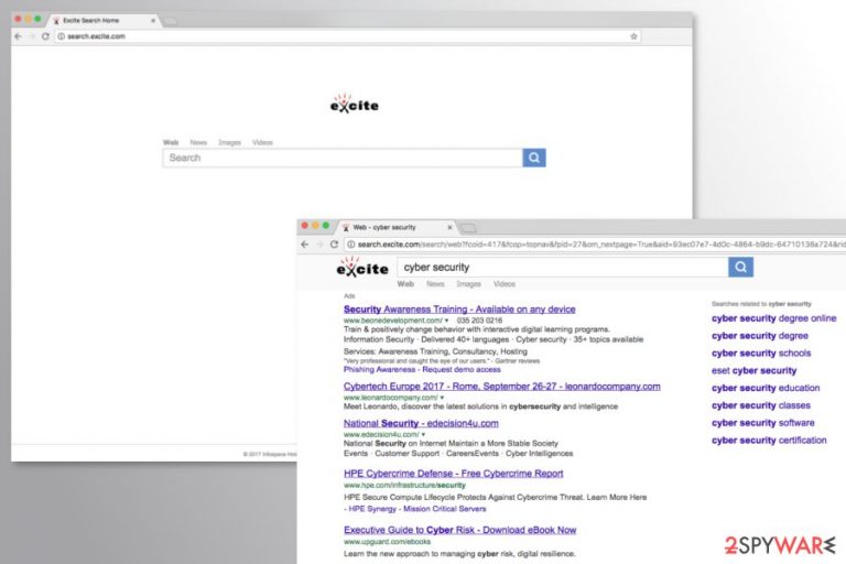 Screenshots of Search.excite.com search
