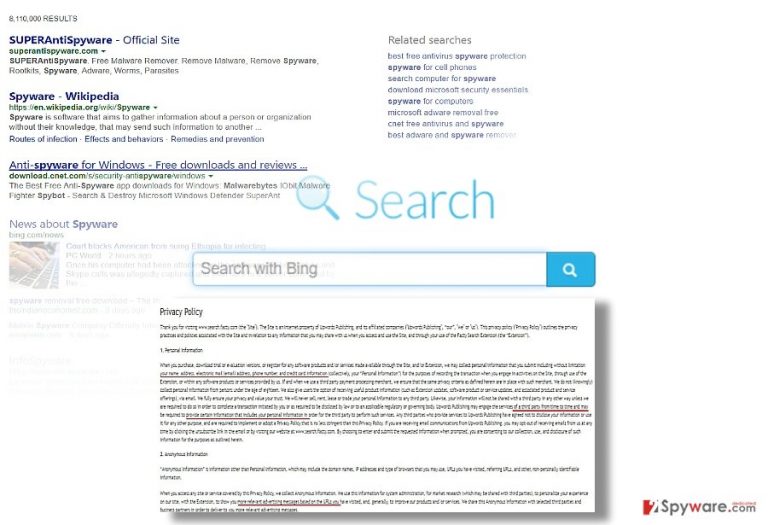 The screenshot of Search.facty