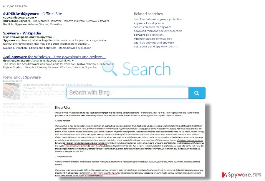 The screenshot of Search.facty The screenshot of Search.facty