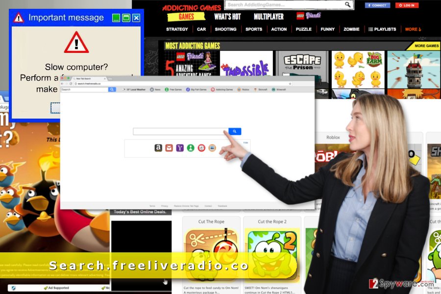 The illustration of Search.freeliveradio.co virus The illustration of Search.freeliveradio.co virus
