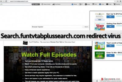 Screenshot of Search.funtvtabplussearch.com virus