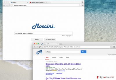 Search.moccini.com browser hijacker changes homepage settings