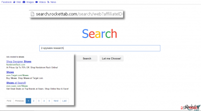 Search.rockettab.com browser hijacker page