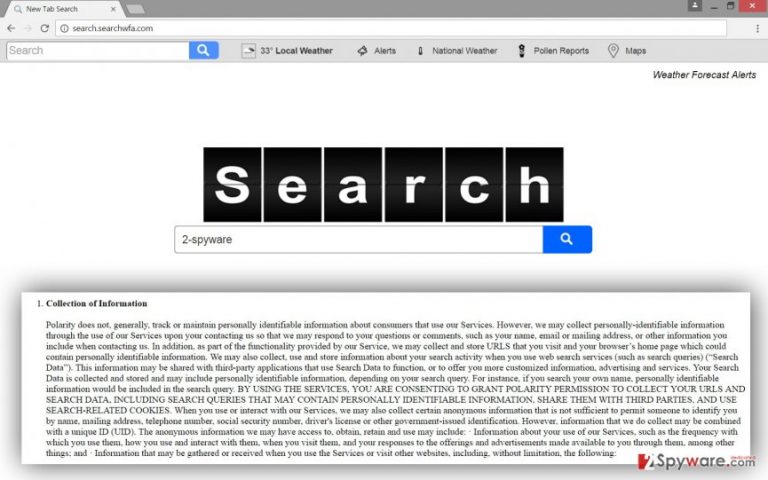 The screenshot of Search.searchwfa.com virus