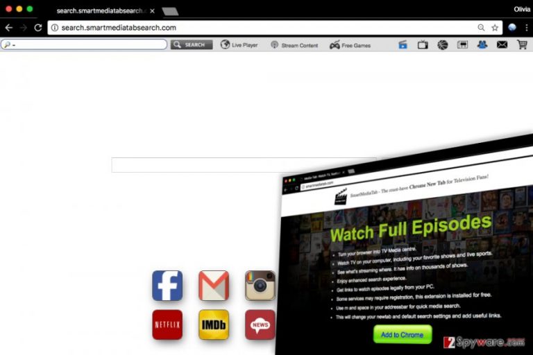 Screenshot of Search.smartmediatabsearch.com virus