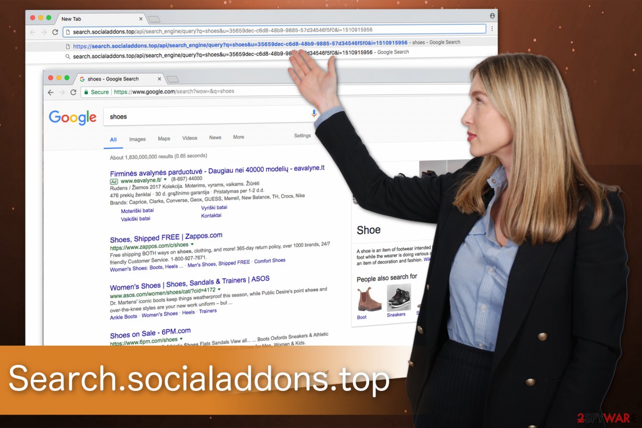 The illustration of Search.socialaddons.top hijacker