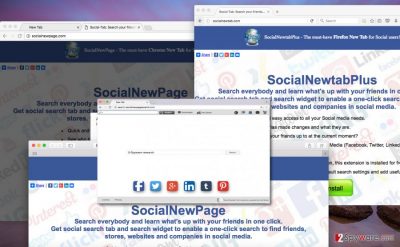 Different browsers can be affected by the same Search.socialnewpagesearch.com virus