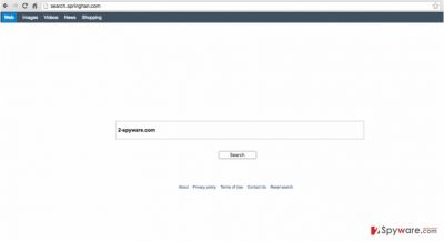 A screenshot of the Search.springhan.com browser hijacker