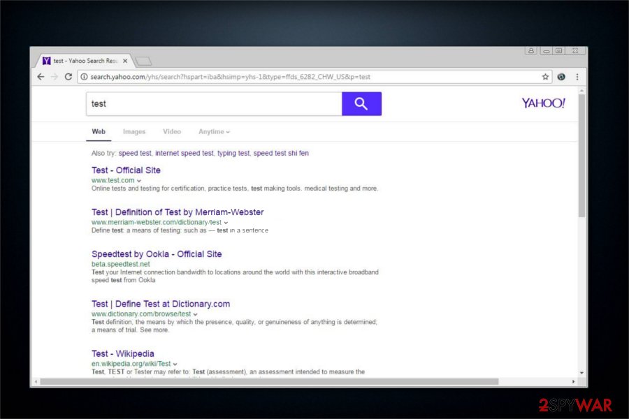 Search.yahoo.com potentially unwanted program