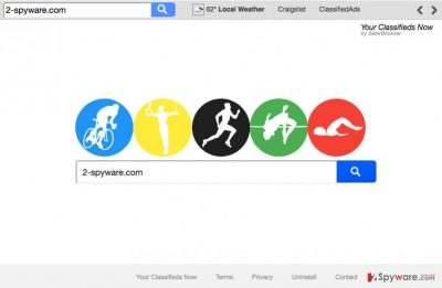A screenshot of the Search.yourclassifiedsnow.com malware website