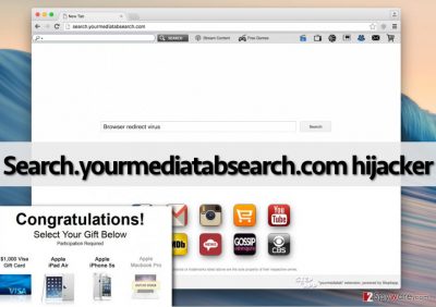 Screenshot of Search.yourmediatabsearch.com browser hijacker