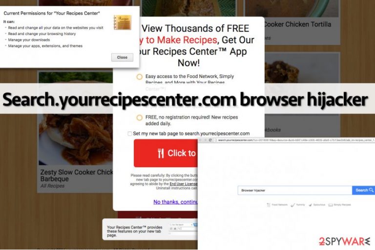 Search.yourrecipescenter.com browser hijacker